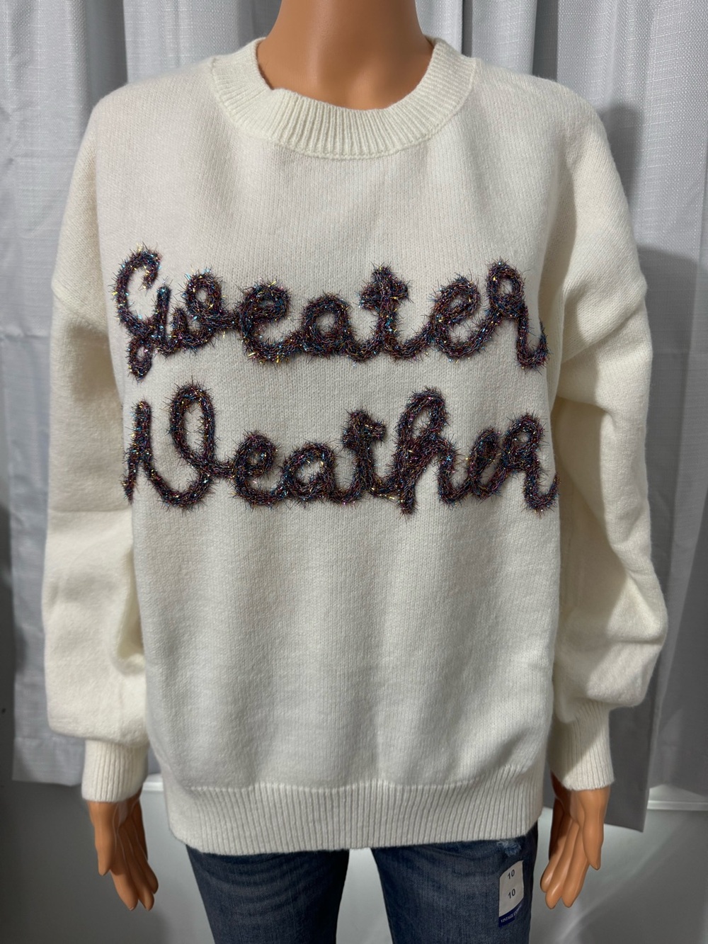 Pretty Baevely size M cream glitter confetti Sweater Weather pullover sweater